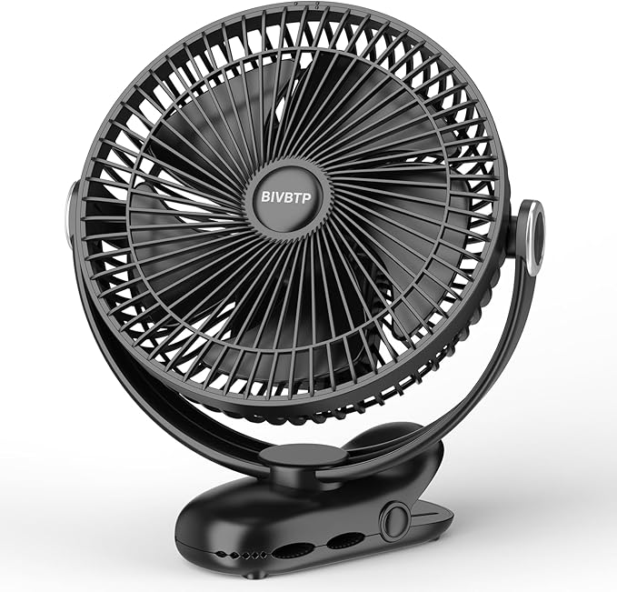 12000mAh Clip on Fan 30H Longest Runtime, 8in Portable Fan Rechargeable, Ultra Quiet with Heavy-Duty Clamp, USB Desk Fans for Golf Cart,Office Desk, Treadmill, Camping, Bedroom-CubbioJoy