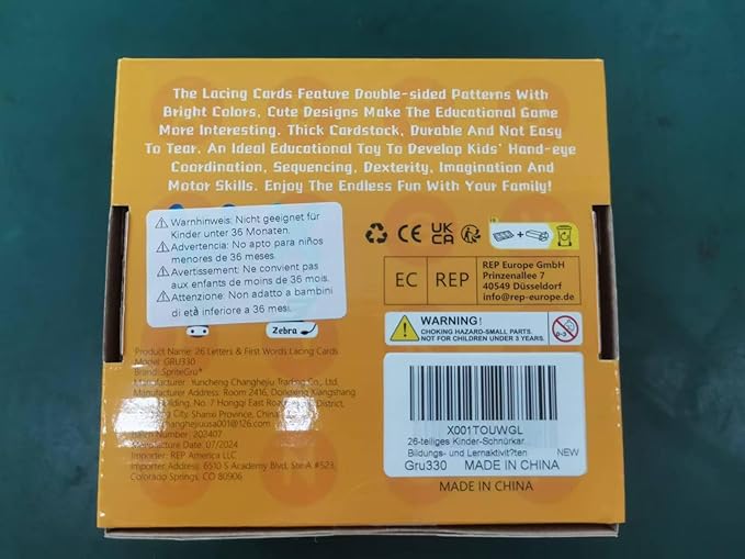 26PCS Kids Lacing Cards, 26 Double Sided Uppercase Sewing Cards with 26 Colorful Laces, Imagination Development Lacing Toys Games for Children Educational and Learning Activity-CubbioJoy