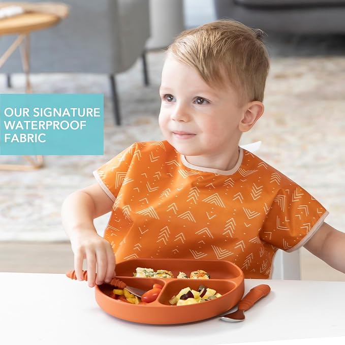 Bumkins Bibs - Toddler Bibs, Waterproof, Large for 1-3 Years, Short Sleeve-CubbioJoy