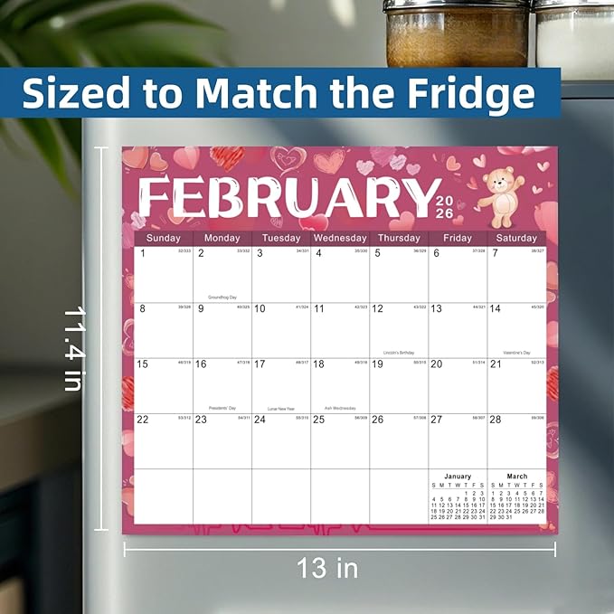 2026 Magnetic Fridge Calendar 18 Monthly Magnetic Calendar for Refrigerator 2026 Wall Calendar Planner Runs from January 2026 Until June 2027 Easy Organizing Markers Tearable (Festive)-CubbioJoy