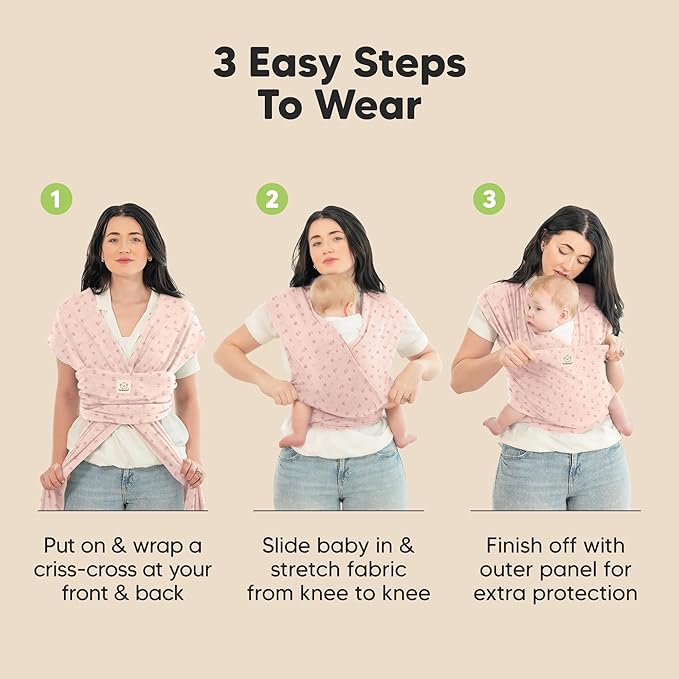 KeaBabies Baby Wrap Carrier - All in 1 Original Baby Carrier Newborn to Toddler Sling, Easy to Wear, Hands Free Bonding, Lightweight, Breathable Infant Wraps (Pink Daisies)-CubbioJoy