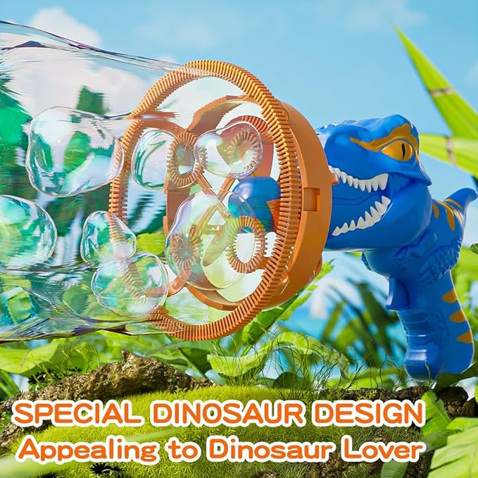 Bubble Machine Gun, Dinosaur Bubble Blower Bubbles Toy for Kids and Toddlers Bubble Maker Christmas Birthday Party Gift for Boys Girls 3 4 5 6 7 8 9(Blue)-CubbioJoy