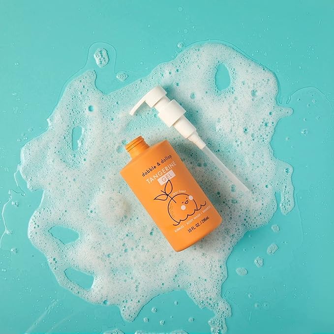 Dabble & Dollop Tangerine Body Wash & Shampoo – 3-in-1 Natural Bubble Bath for Kids, Made in USA, No Parabens or Sulfates, Vegan, Gluten-Free, Tear-Free (10oz, Pack of 2)-CubbioJoy