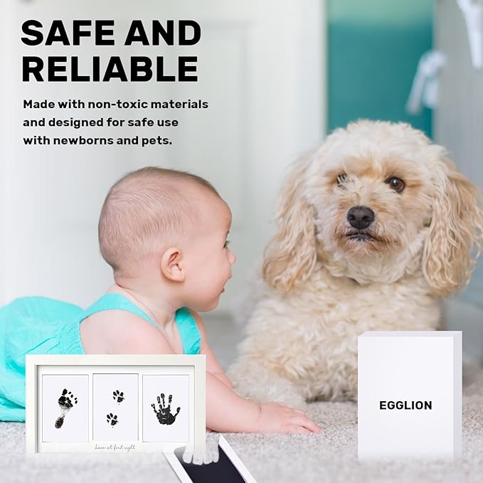 4 Pack Inkless Baby Hand and Footprint Kit – Mess Free Clean Touch Ink Pad for Baby Handprints & Footprints, Newborn Keepsake, Safe Pet Paw Print Ink Pad, No Mess Baby Footprint Kit-CubbioJoy