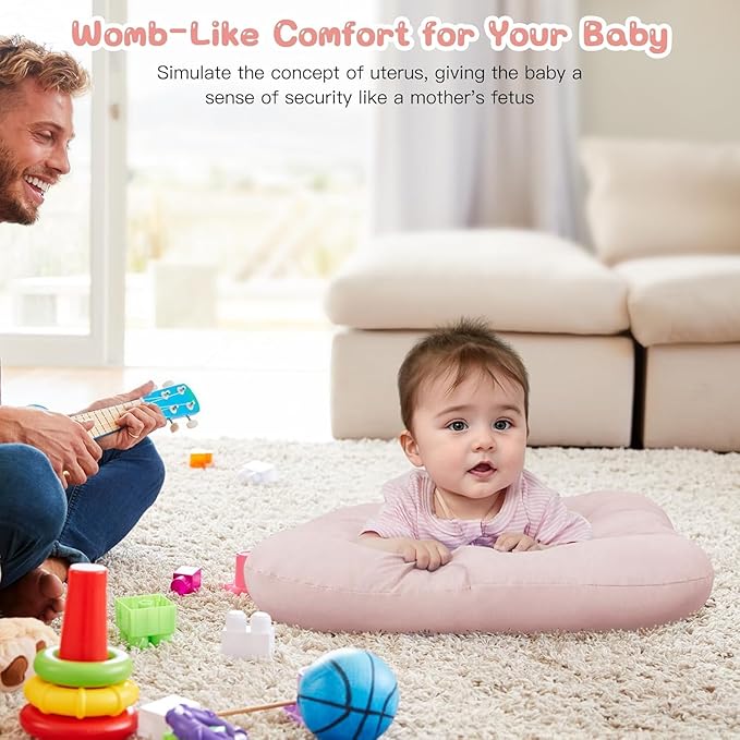 Baby Lounger for Newborn, Bionic Design Baby Lounger, Soft Organic Cotton Breathable Lounger for Infants 0-18 Months (Coral Pink)-CubbioJoy