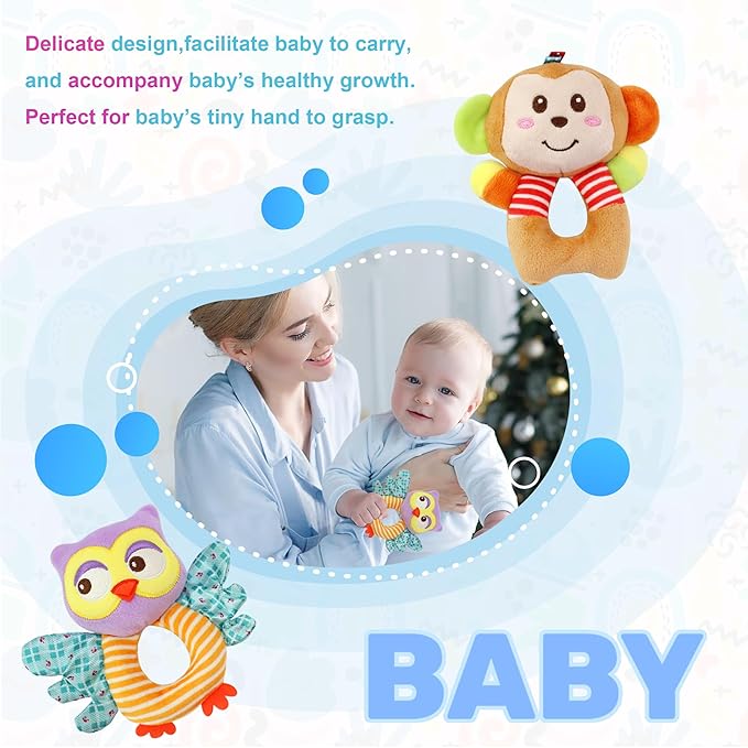 BLOOBLOOMAX Sock rattles for Babies 0-24 Months Baby Animal Foot Finder Educational Toys-CubbioJoy