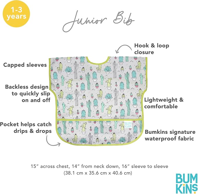 Bumkins Bibs - Toddler Bibs, Waterproof, Large for 1-3 Years, Short Sleeve-CubbioJoy