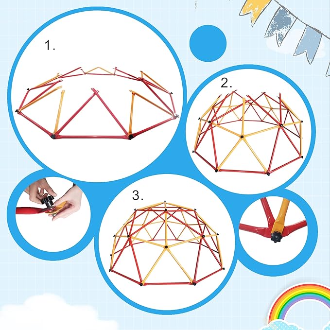 JAXPETY Climbing Dome, 7FT Outdoor Jungle Gym for Kids Ages 4-8, Toddler Monkey Bars for Backyard, Doorway Playground Climbing Structures for Toddler Climbing, Montessori Climbing Set for Dome Climber-CubbioJoy