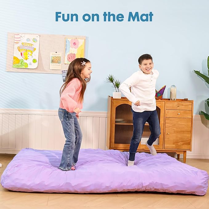 Bmag Giant Bean Bag Chair for Adults, 6FT Bean Bag Chair Convertible Bean Bag Pad, Large Chairs with Memory Foam Filler, Removable Washable Cover for Living Room Bedroom Office - Purple-CubbioJoy