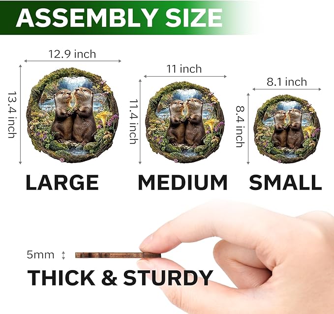 Jigfoxy Wooden Puzzles for Adults, Otter Couple Wood Puzzles Adult, Unique Animal Shape Wooden Jigsaw Puzzles for Adults, Birthday Gifts for Puzzle Lovers Family Friend (L-12.9 * 13.4in-261pcs)-CubbioJoy