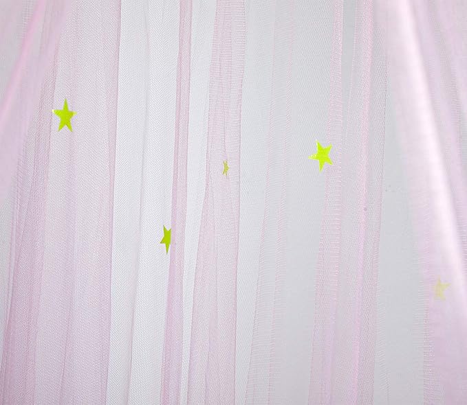 BCBYou Bed Canopy Mosquito Net with Fluorescent Stars Glow in Dark for Baby, Kids, and Adults, for Cover The Baby Crib, Kid Bed, Girls Bed Or Full Size Bed (Pink)-CubbioJoy