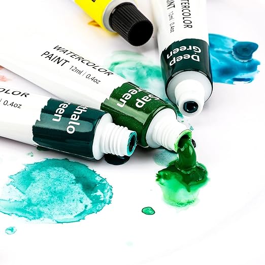 Amazon Basics Vibrant Watercolor Paint Set Tubes, 24 Colors, Assorted Colors-CubbioJoy