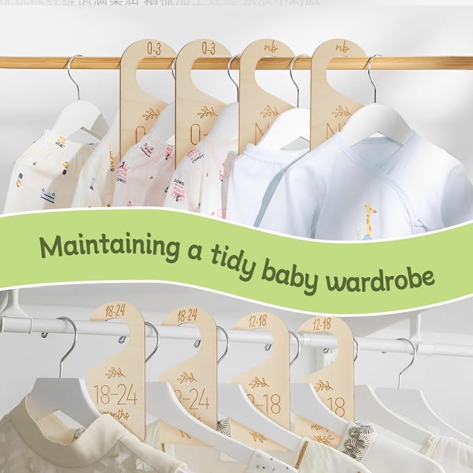 16Pcs Baby Closet Dividers Cute Baby Clothes Organizer Double Face Baby Closet Organizer for Clothes Organizer Wooden Baby Closet Dividers for Infant to Toddler-CubbioJoy