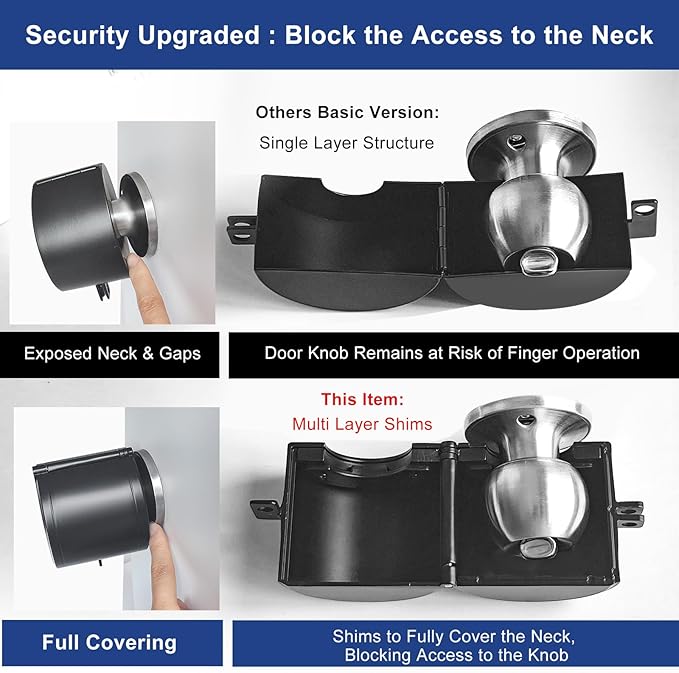 Door Knob Locking Cover with Padlock, Heavy Duty All Metal Version, Adjustable Design, Lockout Device to Disable Doorknob, Prevents Turning & Block Keyhole Access, Safety for Child/Elderly-CubbioJoy