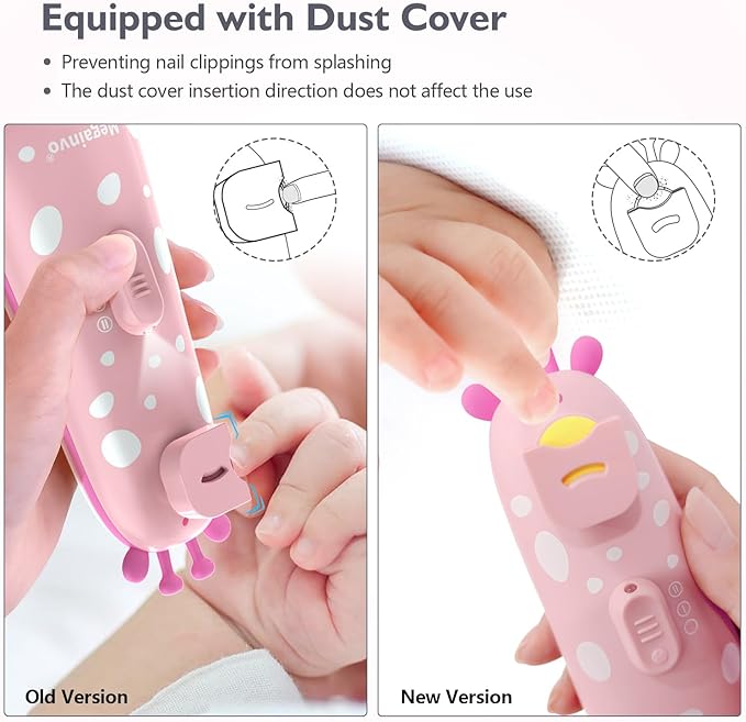Baby Nail Trimmer Electric Baby Nail File Safe Baby Nail Clippers with Light 10 Grinding Heads Queit Baby Nail Polish Grooming Kit for Newborn Infant Toddler Toes Fingernails Care, Pink-CubbioJoy