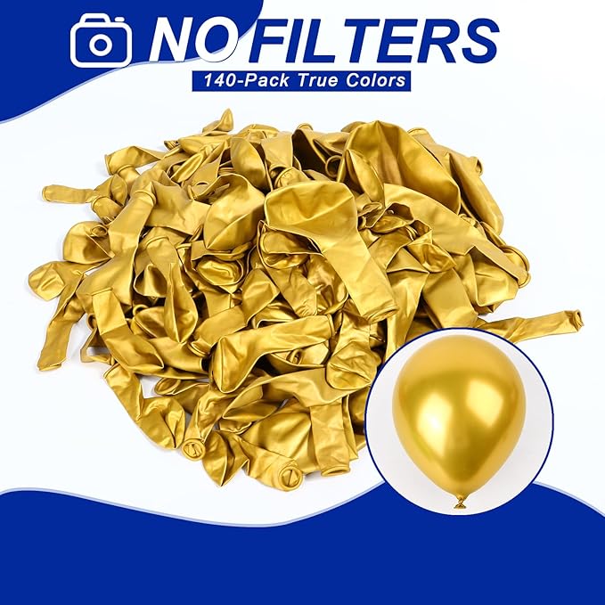 140pcs Metallic Gold Round Balloons Different Sizes 18 12 10 5 Inch Latex Balloons for Arch Decoration Party Balloon Kit for Graduation Birthday Party Wedding Balloon Baby Shower Decoration-CubbioJoy