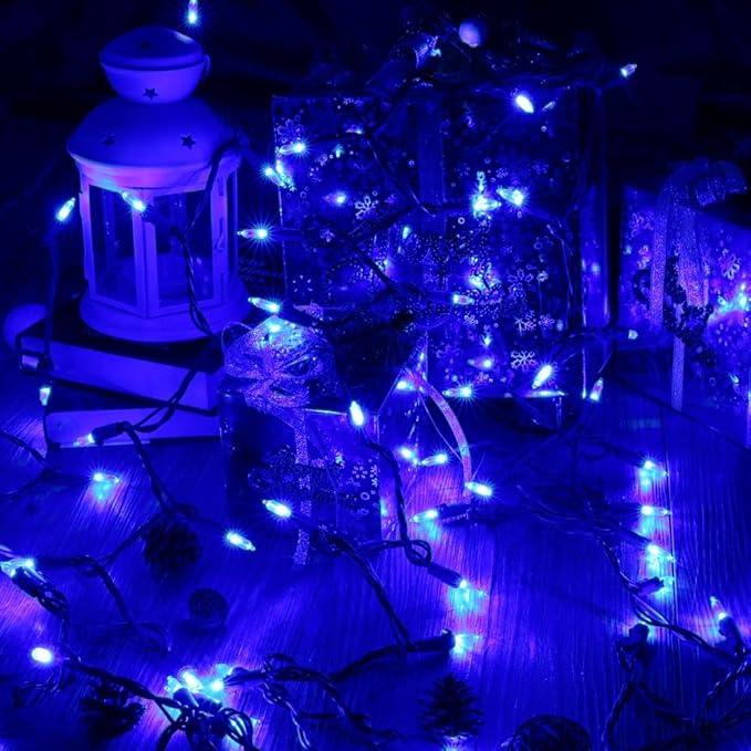 Brizled Blue Christmas Lights, 33ft 100 LED Christmas String Lights, 120V UL Certified Plug-in Xmas Tree Light Connectable Mini Xmas Light Waterproof for Home Party Wedding Indoor Outdoor Decorations-CubbioJoy