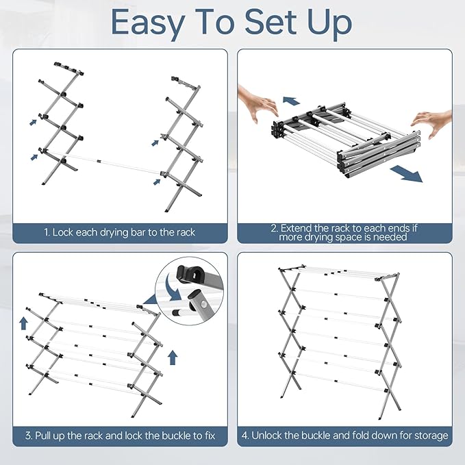 APEXCHASER Drying Rack Clothing, Clothes Drying Rack Foldable, Laundry Drying Rack Expandable, Small Clothe Hanger for Baby Clothes Towels Bibs, Socks, Clothes Airer for Indoor Outdoor Use, White/Grey-CubbioJoy