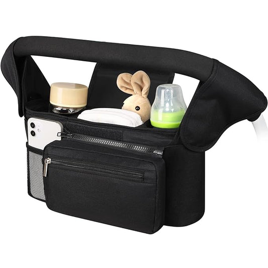 Accmor Universal Stroller Organizer with Insulated Cup Holder Detachable Phone Bag and Shoulder Strap,Stroller Bag Caddy Organizer Fits for Uppababy, Baby Jogger, Britax Strollers-CubbioJoy