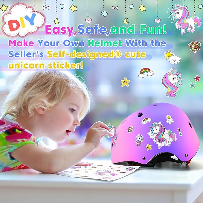 Color Gradient Adjustable Kids Bike Helmet Toddler Skateboard Helmets Boys Girls Child Ventilation Helmet for Multi-Sports Skating Cycling Scooter Balance-CubbioJoy