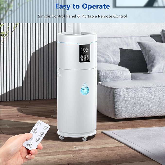 17L/4.5Gal Ultra Large Humidifiers for Bedroom 2000 sq ft, Quiet Humidifiers for Large Room, Tower Humidifier with 4 Mist Mode & Extension Tube for Home School Office Commercial Greenhouse Plants-CubbioJoy