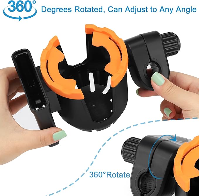 Accmor Stroller Cup Holder with Phone Holder, Universal Cup Holder, Bike Cup Holder, 360° Rotatable Large Caliber Drinks Holder for Stroller, Bike, Wheelchair, Walker-CubbioJoy