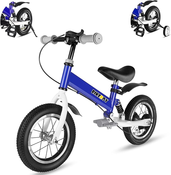 Balance Bike 2 in 1,The Dual Use of a Kids Balance Bike and Kids Bike,12 14 Inches for 2-6 Years Old,with Shock Absorbers, Fenders, Pedals, Auxiliary Wheels-CubbioJoy