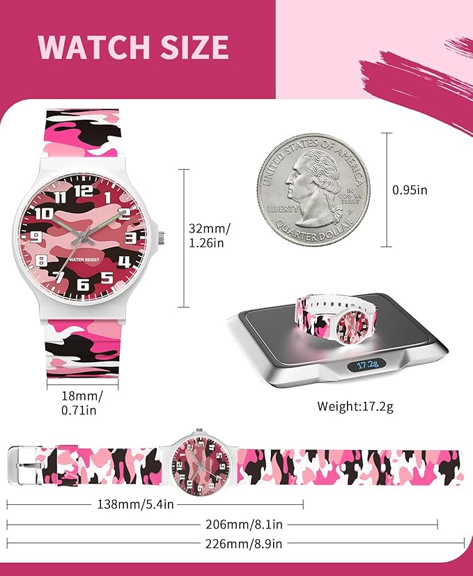 Kids Analog Watch Boys Girls, 30M Waterproof, Sports Watch for Boys, Easy to Read Children's Thin Dial Wrist Watches with Soft Band, for Ages 5-15 Kids Great Birthday Gifts Christmas Day-CubbioJoy