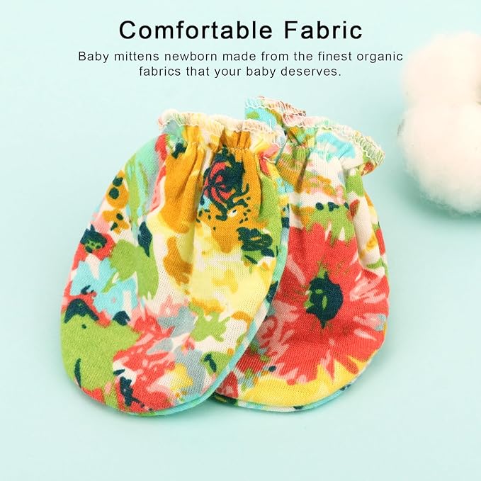 BQUBO Newborn Infant Toddler Mittens No Scratch Cotton Elastic Wrist Gloves Hypoallergenic for 0-6 Months Baby Boys Girls-CubbioJoy