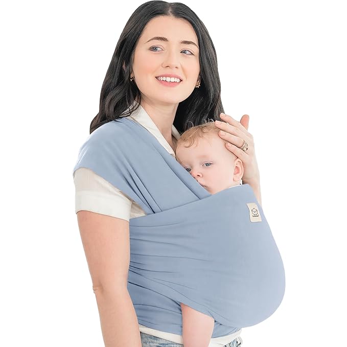 KeaBabies Baby Wrap Carrier - All in 1 Original Baby Carrier Newborn to Toddler Sling, Easy to Wear, Hands Free Bonding, Lightweight, Breathable Infant Wraps (Powder Blue)-CubbioJoy