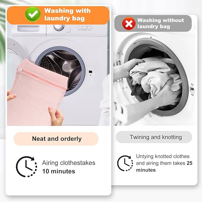 4-Piece Pink Medium Durable Organic Cotton Mesh Laundry Bags with Sturdy Zippers and Breathable Mesh are Delicate Laundry Bags for Underwear, Clothes, Pants and Socks-CubbioJoy