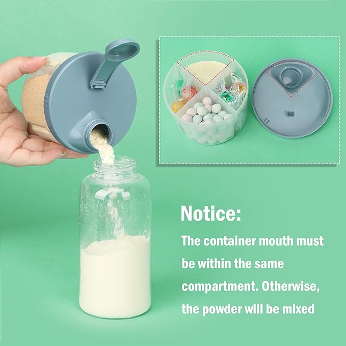 Accmor Baby Formula Dispenser On The Go, Non-Spill Rotating Four-Compartment Formula Container to Go, Milk Powder Kids Snack Container for Infant Toddler Travel Outdoor, Blue, 2 Pack-CubbioJoy