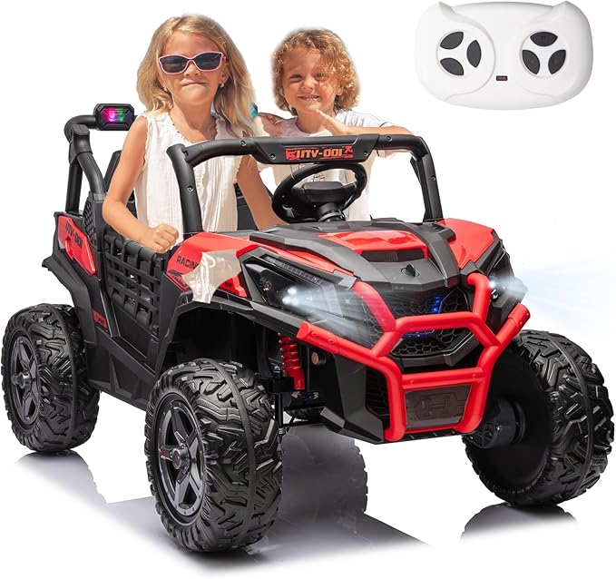 24V Kids Electric Toy Car,2 Seater Kids Toy Car with Remote Control,4WD Electric Power Vehicles Wheels for 3+Years Boys Girls,Ride on Toy for Girl(Red)-CubbioJoy