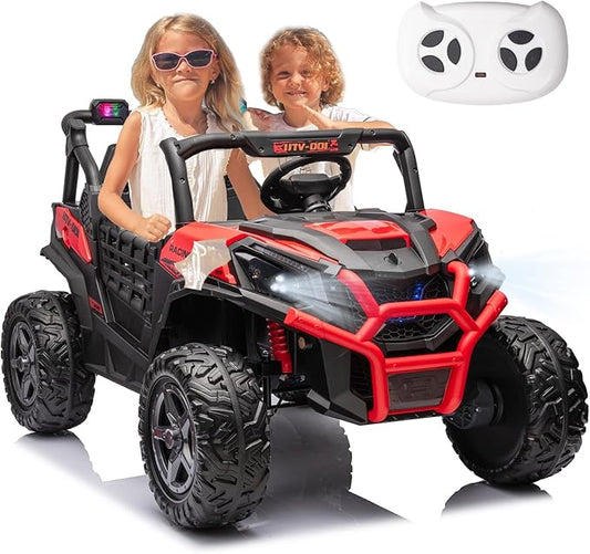24V Kids Electric Toy Car,2 Seater Kids Toy Car with Remote Control,4WD Electric Power Vehicles Wheels for 3+Years Boys Girls,Ride on Toy for Girl(Red)-CubbioJoy