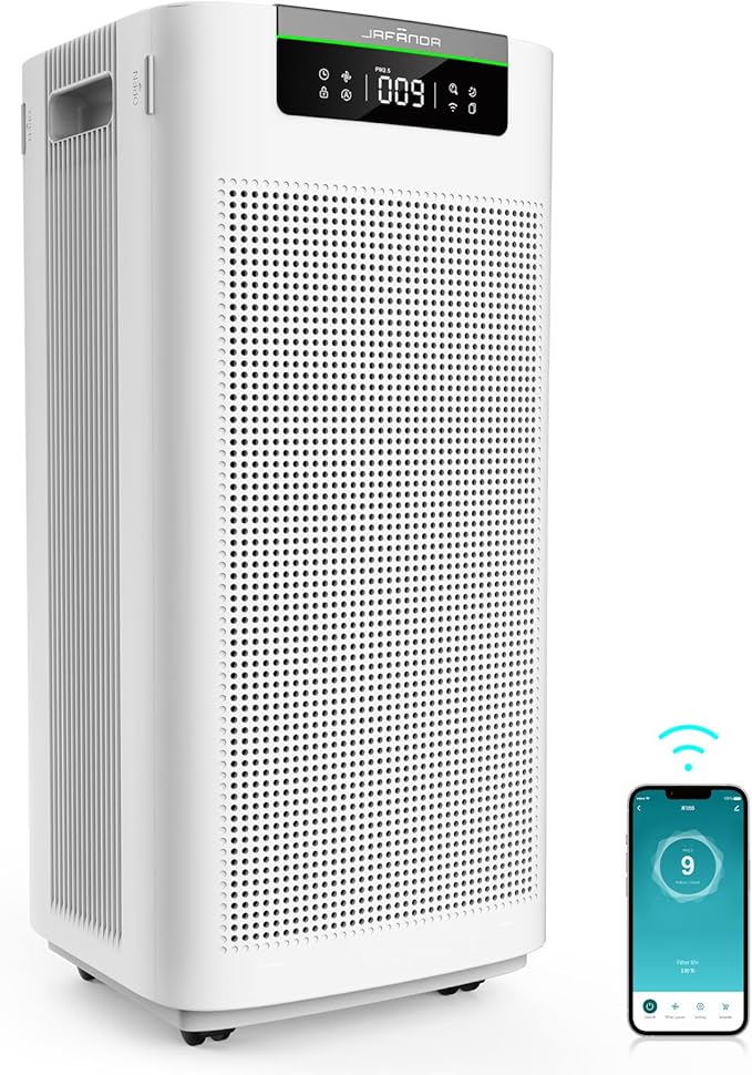 Jafända Air Purifier for Home Large Room 3800 ft², APP & Alexa, Ture HEPA Activated Carbon Air Filter, Smart HEPA Air Purifiers for Office Remove Dust Pollen Smoke Allergies Mold Odors Pet Dander VOCs-CubbioJoy