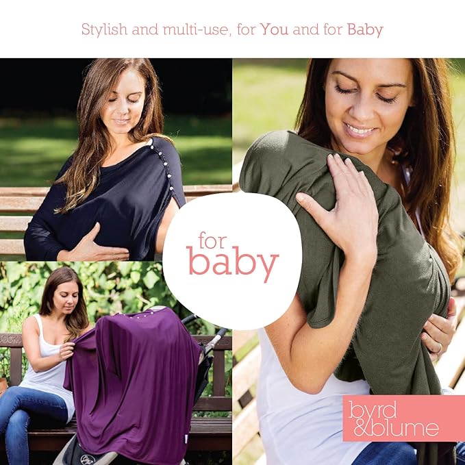 Byrd & Blume Maternity Nursing Cover Breathable Lightweight Breastfeeding Cover Wrap Shawl Scarf Poncho Full 360 (Olive, One size)-CubbioJoy