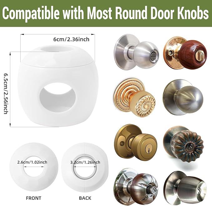 Child Safety Door Knob Covers 6 Pack Reusable Baby Proof Door Knob Locks Baby Proof Door Handle Protector for Kids Universal Fit Easy Grip Lockable Design No Tools Needed-CubbioJoy