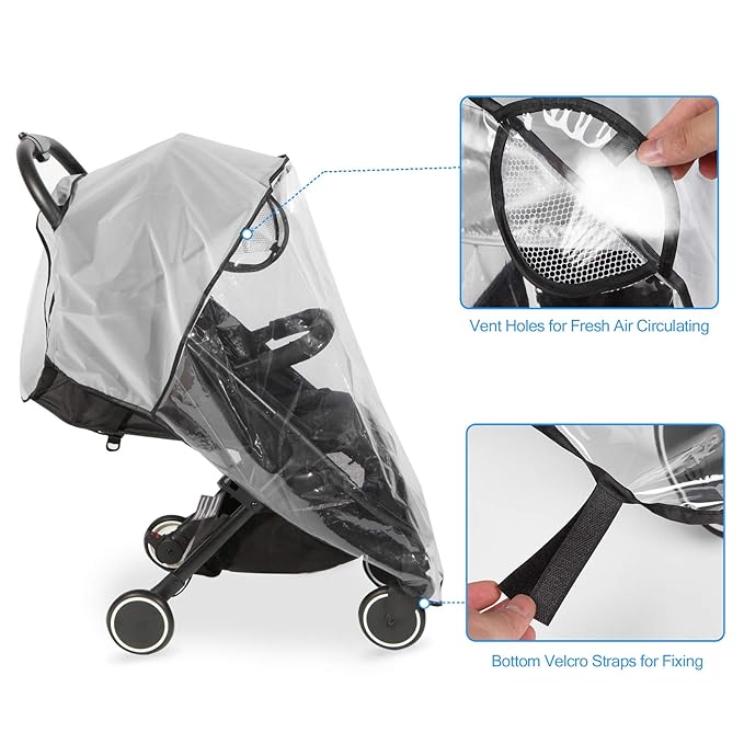 Clear Stroller Rain Cover, Universal Travel Weather Shield Breathable Baby Stroller Rain Cover for Windproof, Waterproof, Protect from Sun Dust Snow-CubbioJoy