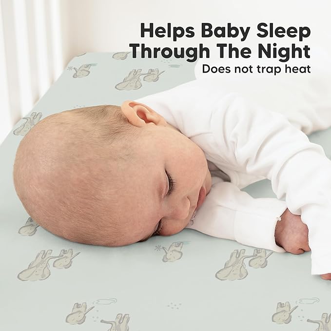 KeaBabies 2-Pack Organic Crib Sheets for Boys, Girls - 52x28 Fitted Crib Mattress Sheet Neutral, Breathable Jersey Cotton Cover for Baby Bed, Toddler Mattress, Soft & Cute Prints (Elly)-CubbioJoy