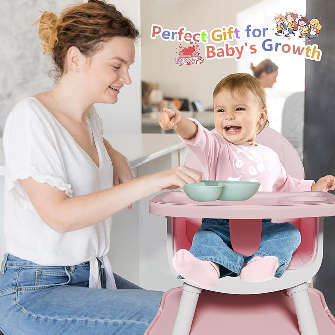 6 in 1 Baby High Chair for Babies and Toddlers, Booster Seat, Kids Learning Table & Chair (Pink)-CubbioJoy
