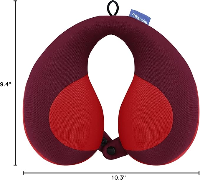 INFANZIA Kids Chin Supporting Travel Neck Pillow, Helps Support Head and Neck, Comfortably Designed for Head, Neck, and Chin Support - Gifts for Toddler/Child/Kids, Red-CubbioJoy