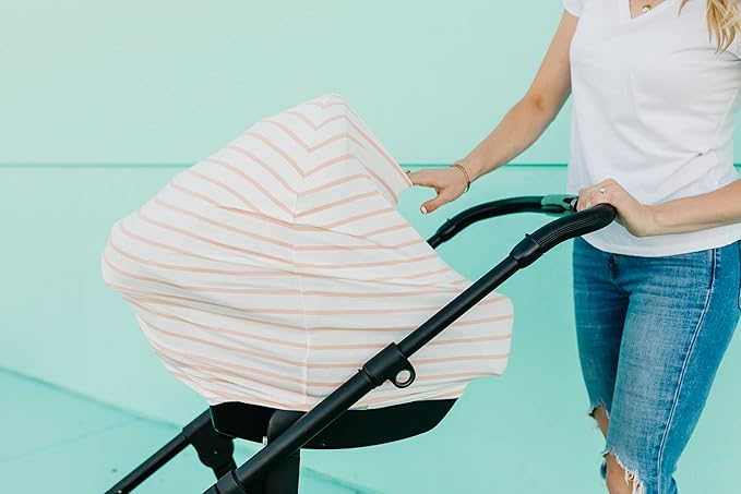 Copper Pearl Multi-Use Cover: Car Seat Covers, Nursing Cover, and Stroller Cover for Sun - Stretchy Fabric, All-Season Use, Stylish Designs, Easy Access for Moms - Lainey-CubbioJoy