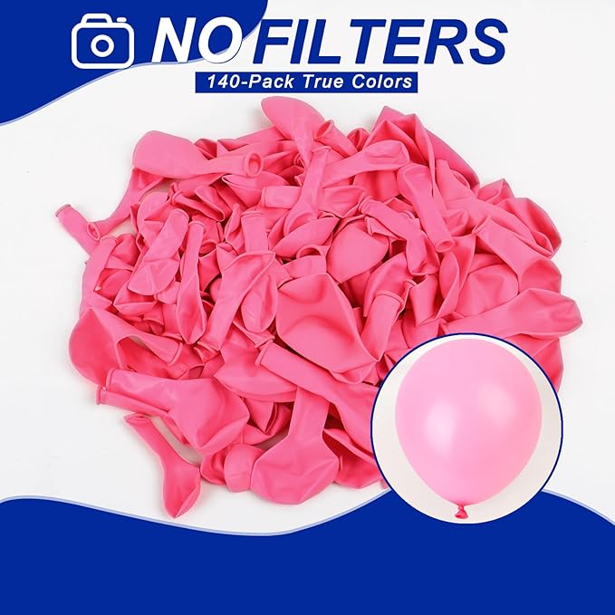 140pcs Pink Round Balloons Different Sizes 18 12 10 5 Inch Latex Balloons for Arch Decoration Party Balloon Kit for Graduation Birthday Party Wedding Balloon Baby Shower Decoration-CubbioJoy