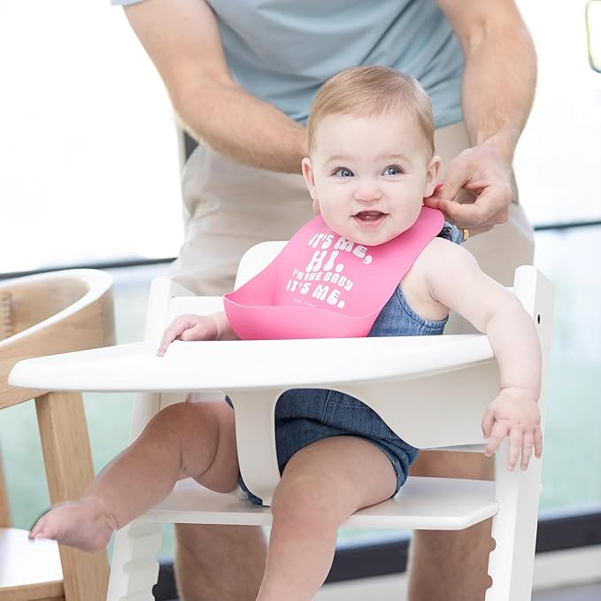 Baby Bib for Eating by Bella Tunno, Waterproof Silicone Bib with Large Food Catcher, Adjustable Fit for Babies 4-12 months & Toddlers 1-3 Years, Boys & Girls, It’s Me Hi-CubbioJoy