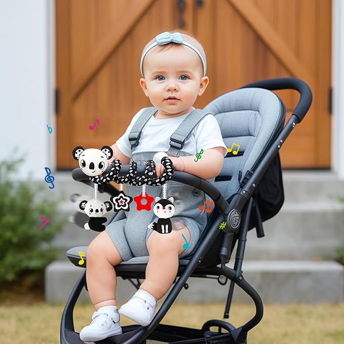 Black and White High Contrast Baby Toys - Sensory Infant Hanging Carseat & Stroller Toy for Newborns 0-6,6-12Months Perfect Easter Birthday & Baby Shower for Babies Boys Girls-CubbioJoy
