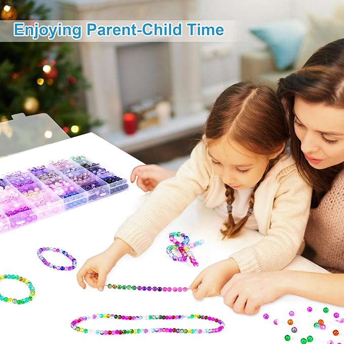 About 1200PCS 6mm Crack Glass Beads,24 Assorted Crack Violet Purple Series Colorful Crystal Beads for Bracelet and Jewelry Making and DIY Crafts,Friendship Bracelets-CubbioJoy