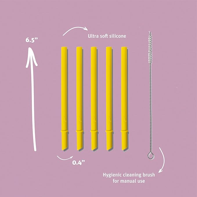 Avanchy Silicone Training Sippy Cup with Straw Lid – For Babies 6+ Months to Toddlers 1 Year Old – 8 oz Infant Water Cup for Baby Led Weaning, White + 5 Reusable Straws-CubbioJoy