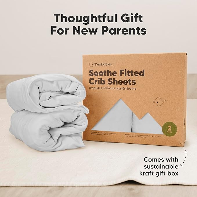 KeaBabies 2-Pack Organic Crib Sheets for Boys, Girls - 52x28 Fitted Crib Mattress Sheet Neutral, Breathable Jersey Cotton Cover for Baby Bed, Toddler Mattress, Soft & Cute Prints (French Gray)-CubbioJoy