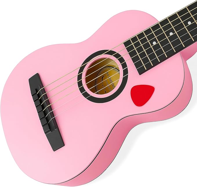 23" Acoustic Guitar, Kids 6 String Toy Guitar - Realistic Steel Strings - Beginner Practice First Musical Instrument for Children, Toddlers (Pink)-CubbioJoy