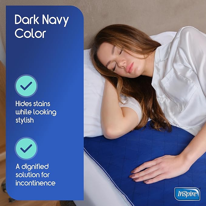 Inspire Waterproof Washable Mattress Pad, Quilted and Dark Colored to Hide Stains, Oversized 34"x 72" – Adults and Kids Reusable Underpad for Incontinence-CubbioJoy